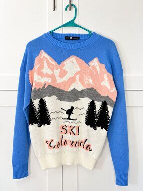 Daisy Street | 100% Acrylic | Ski Colorado Mountain Graphic Sweater - Size Large